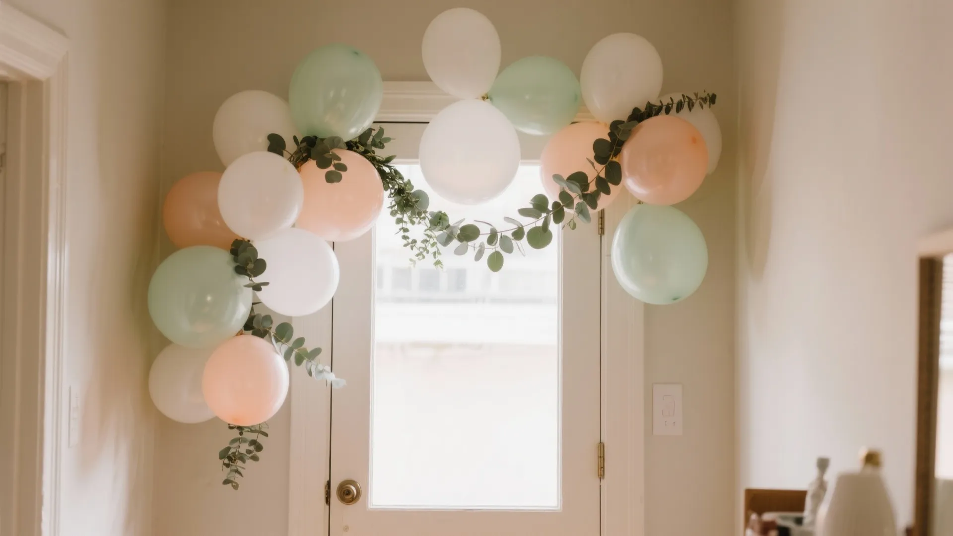 Organic balloon garland with greenery