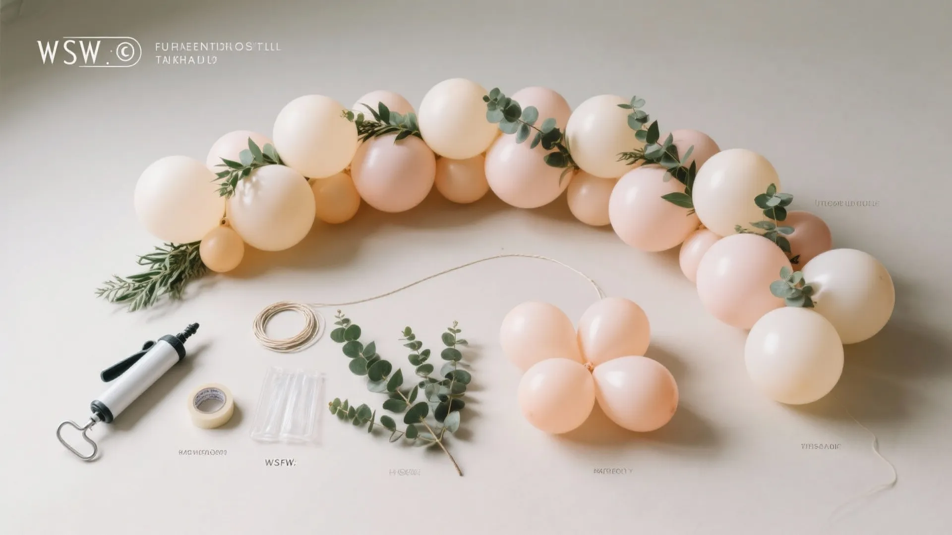 Balloon garland meets greenery