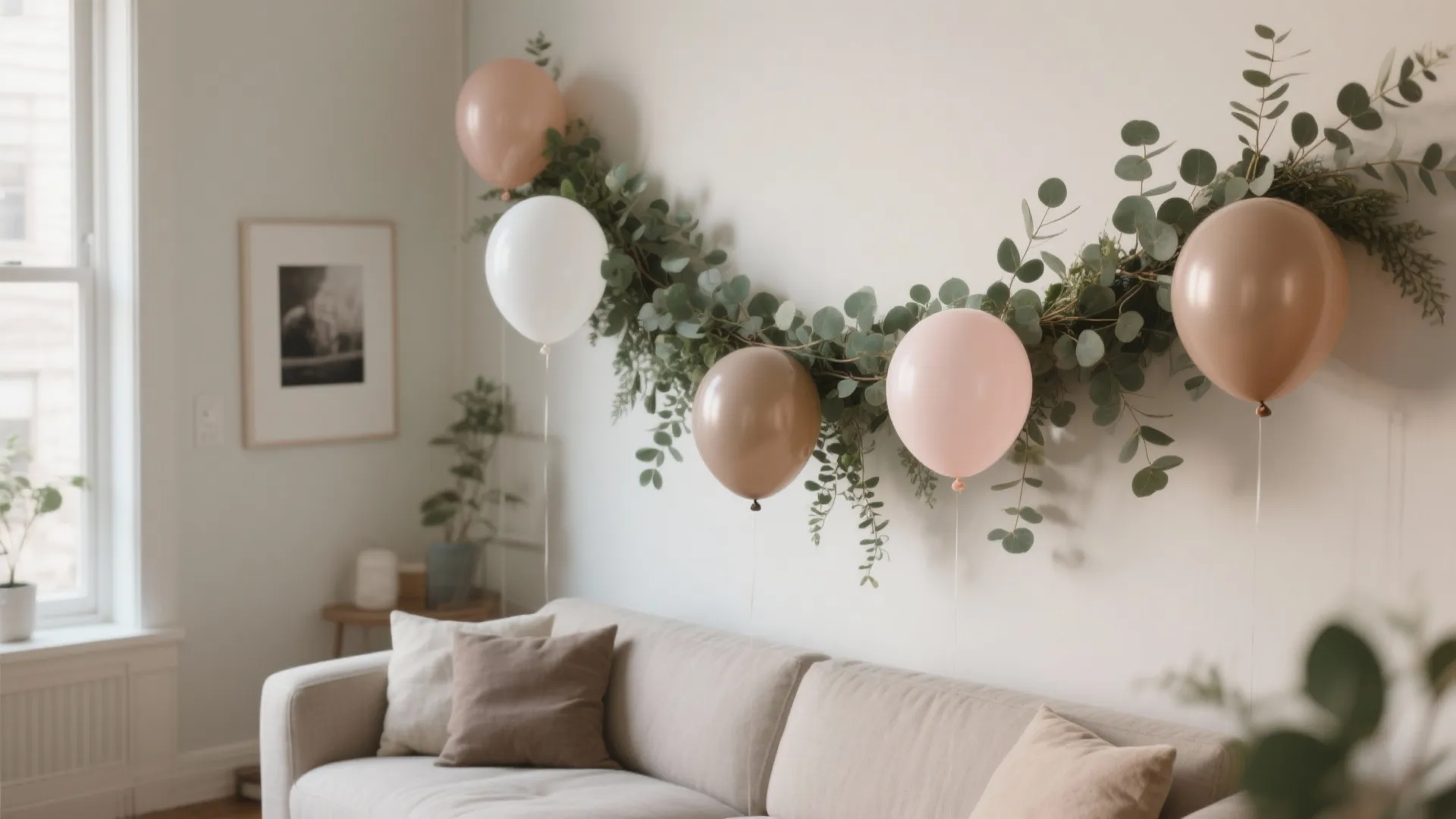 Organic Balloon Garland + Greenery Layering