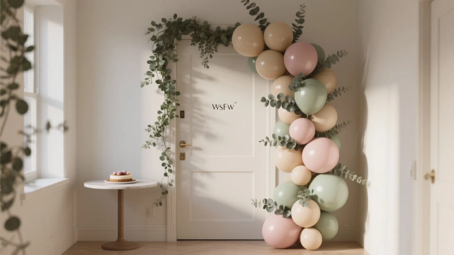 Minimalist Balloon & Greenery Garland