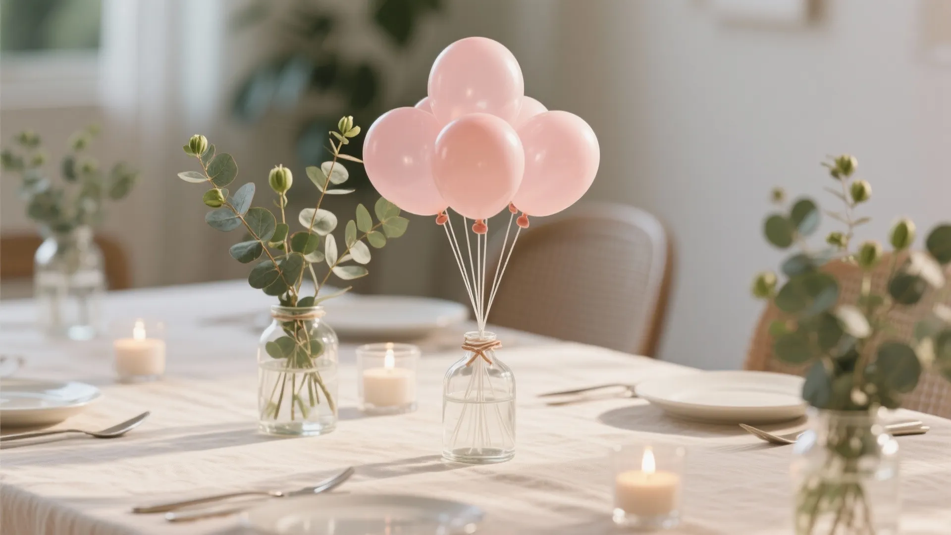 Balloon + Greenery Centerpieces
