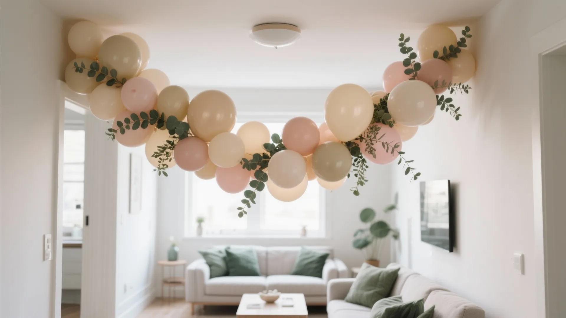 Balloon Garlands + Fresh-Greenery Mix