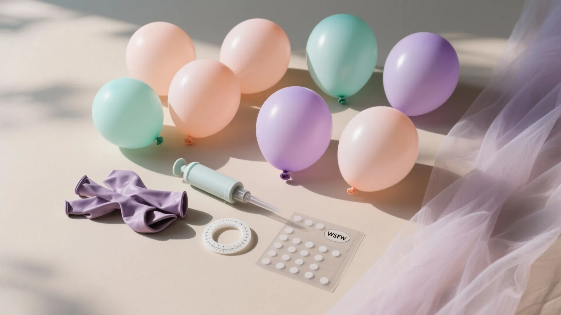 Pastel balloons with fabric drape