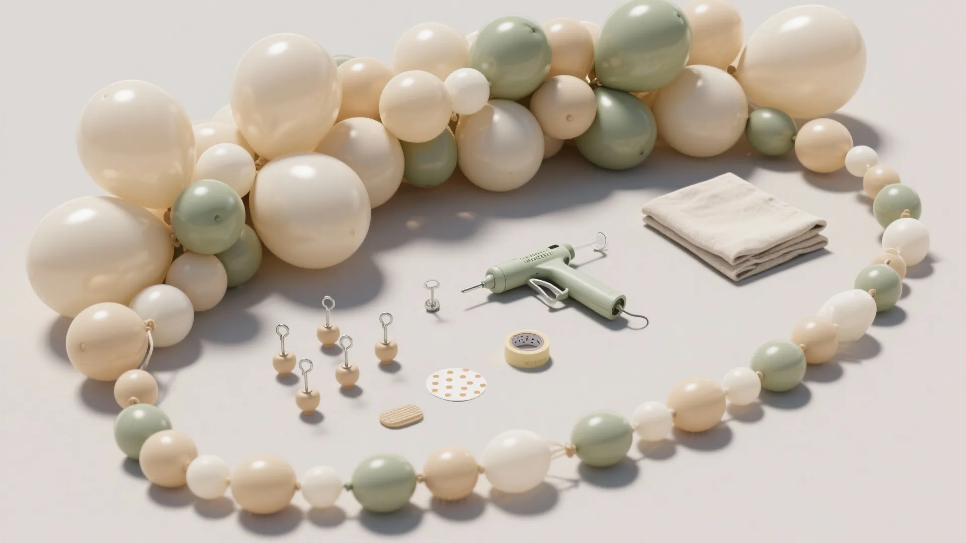 Balloon garland and soft fabric backdrop