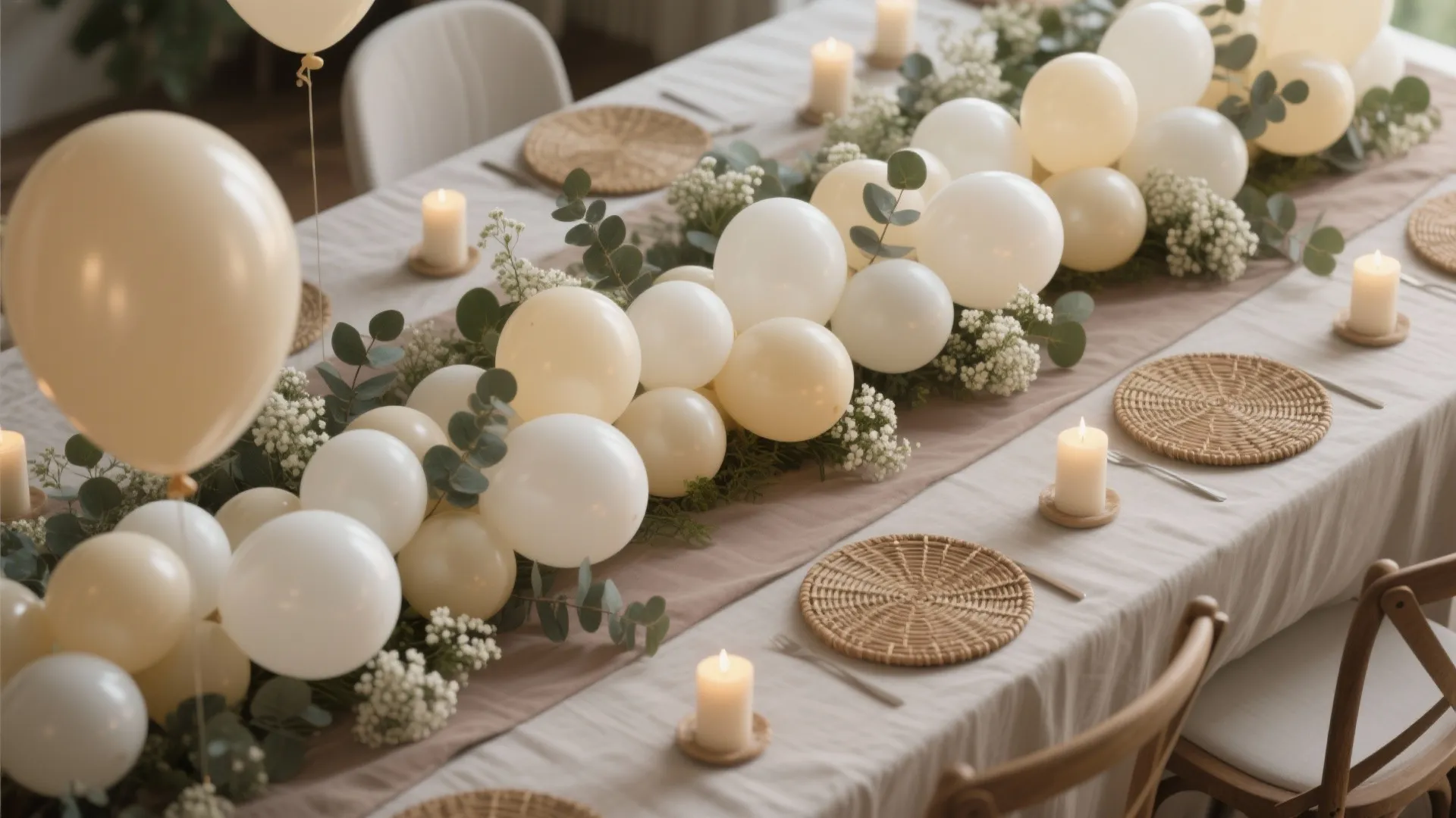 Tabletop Balloon Runner With Florals