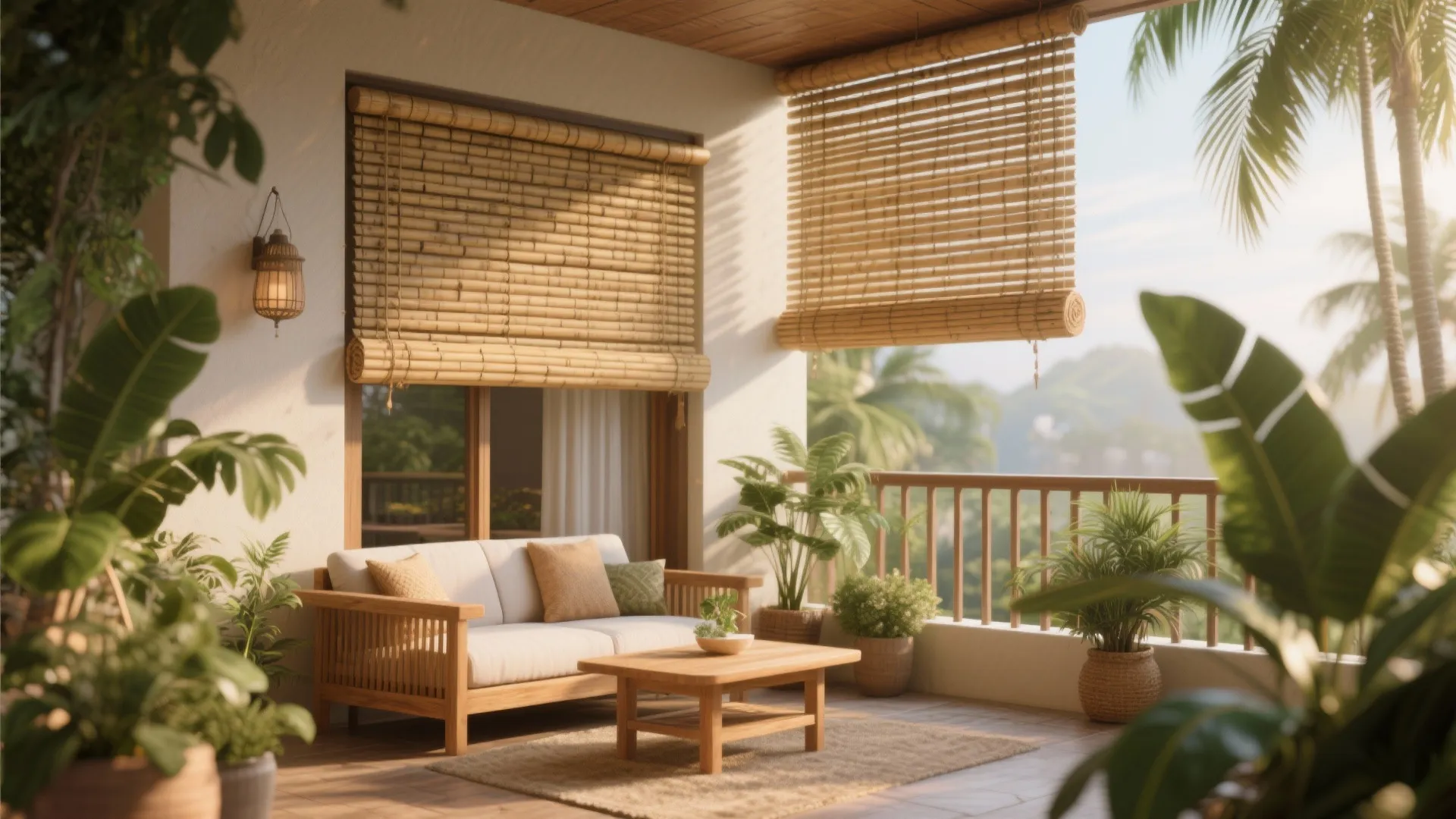 Outdoor bamboo blinds for natural charm