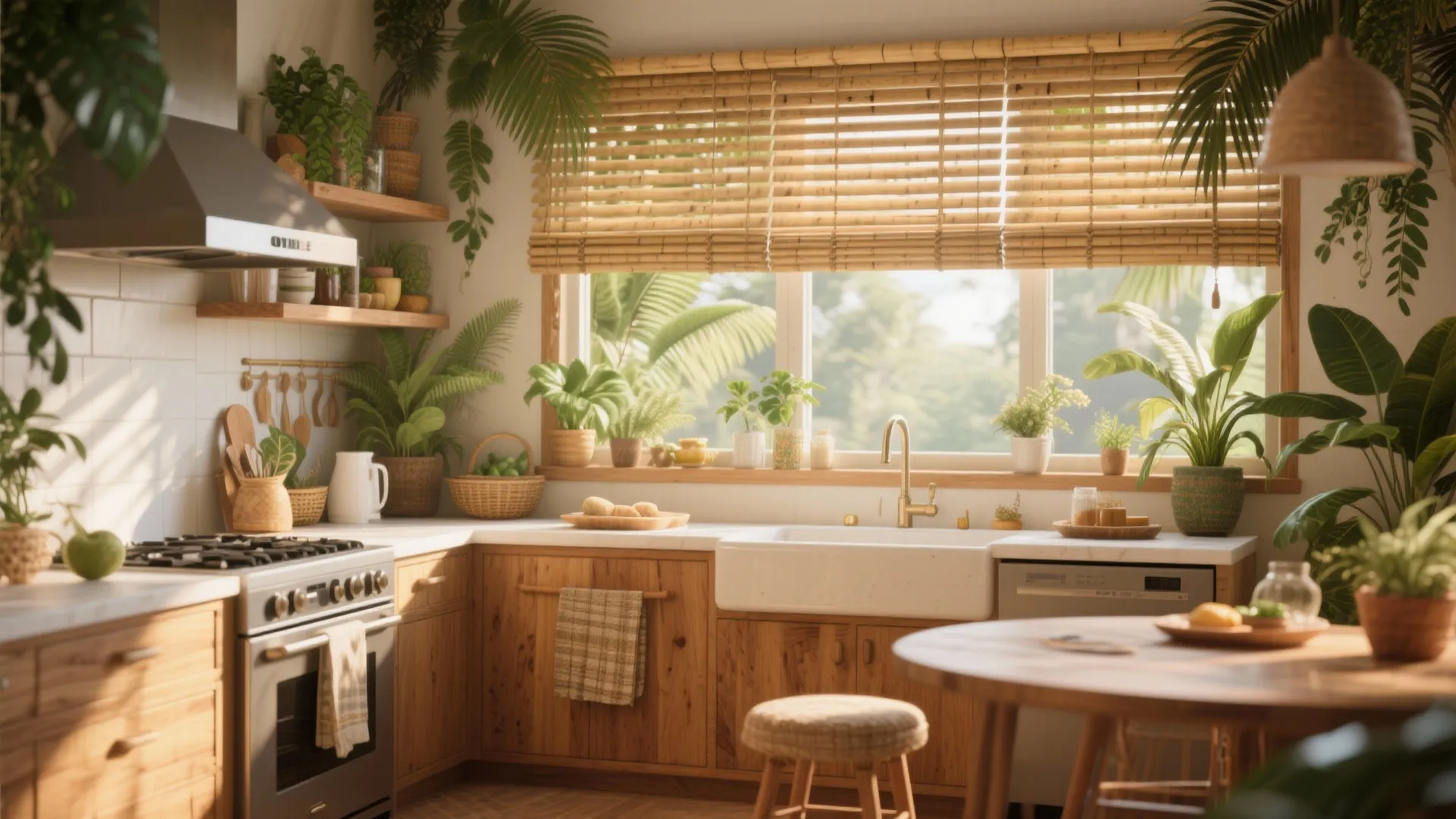10. Pull-Down Bamboo Blinds