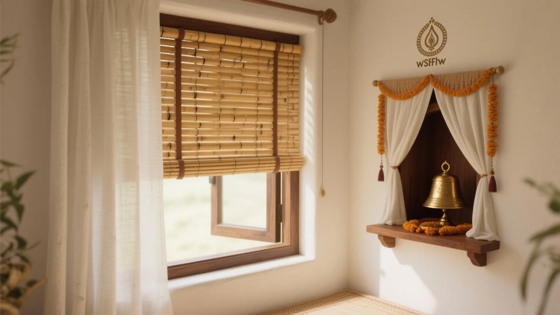 Bamboo Chick Blind + Cotton Panel Combo