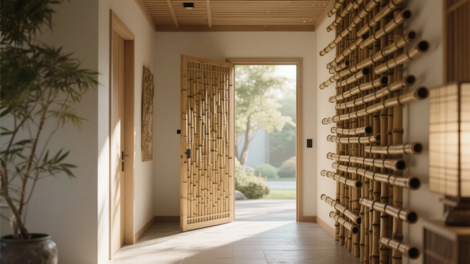 4. Bamboo Wall Installations