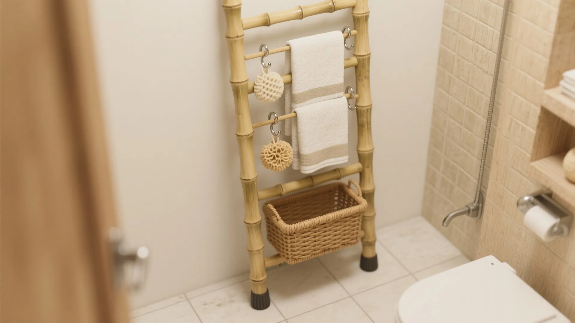 4) Vertical ladder rack with layered hooks