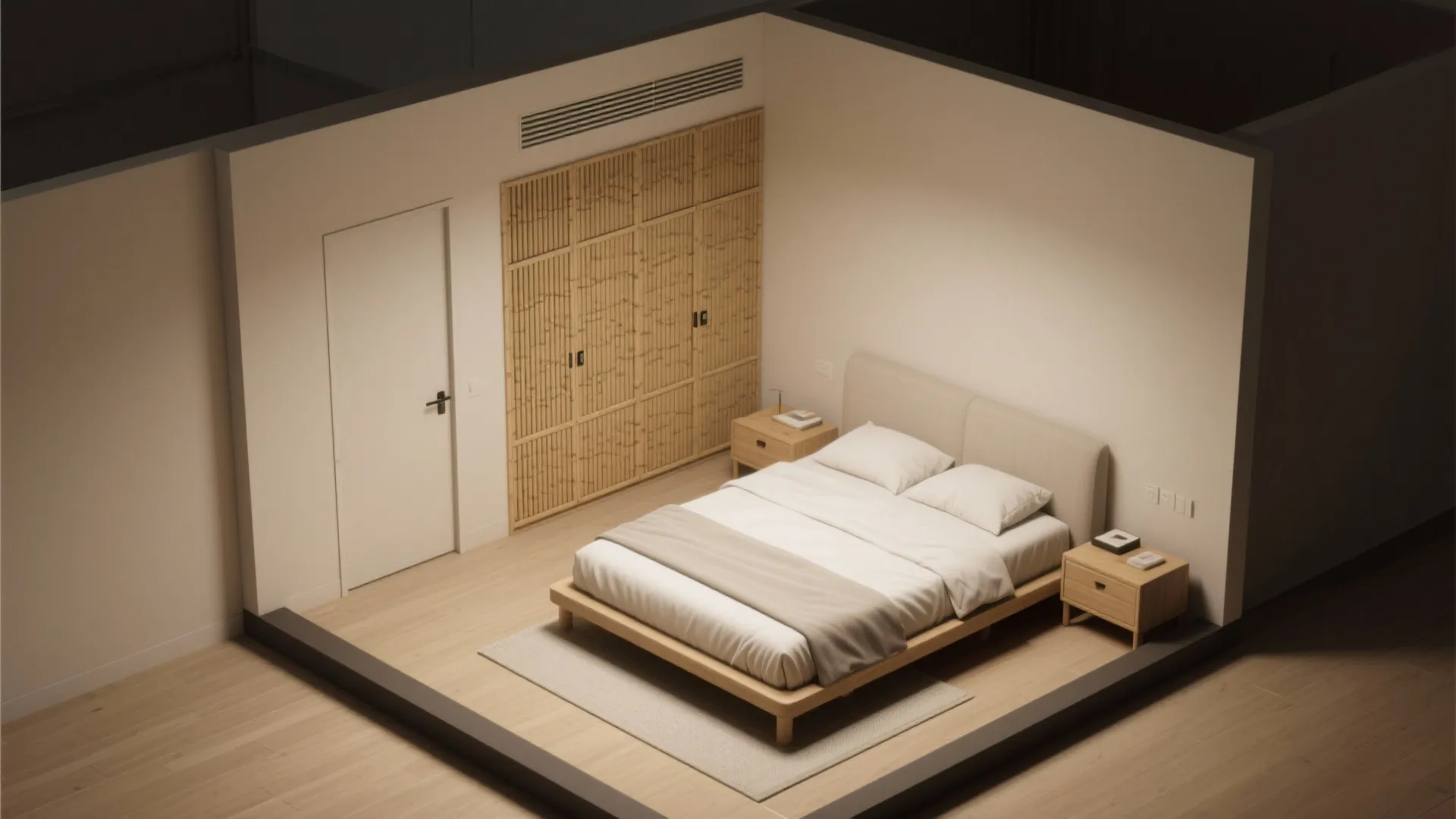 Japandi-Inspired Bamboo Ribbed Wall with Hidden Storage