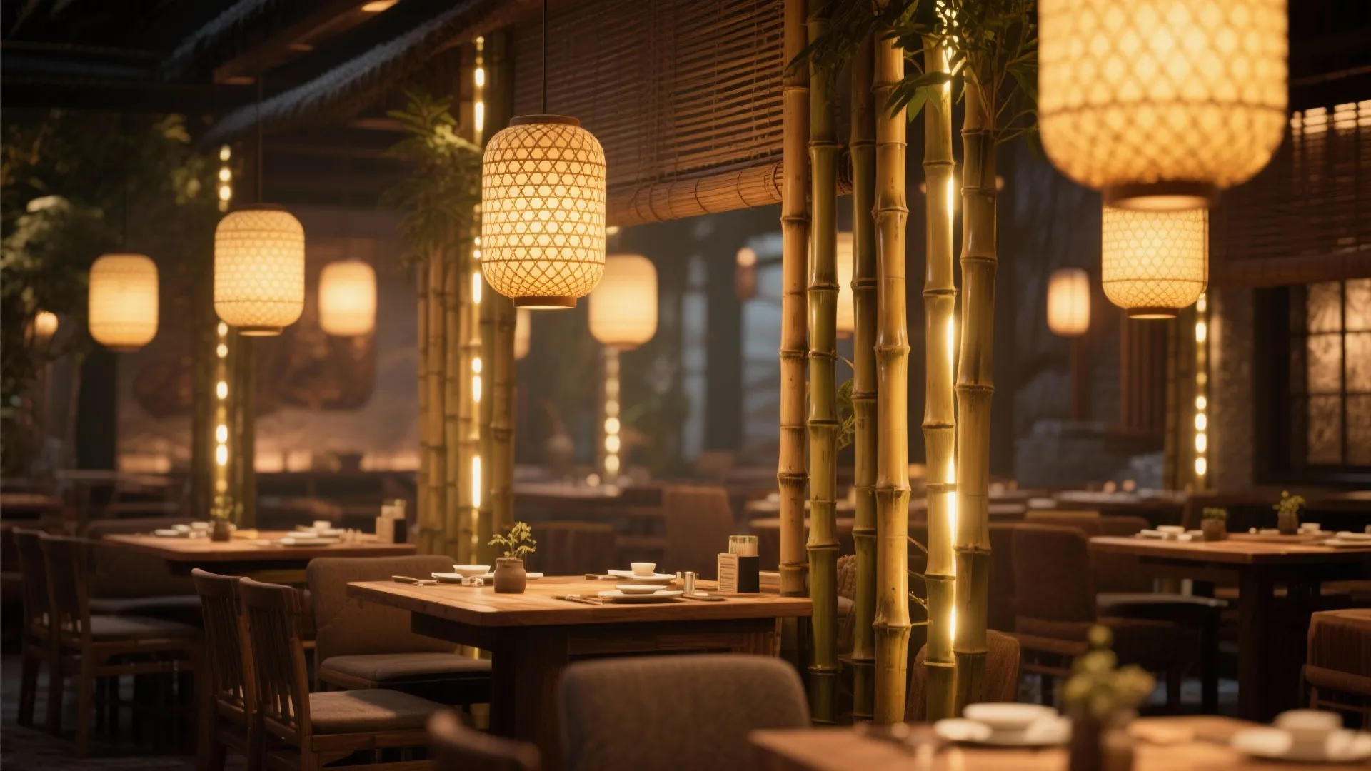 Idea 4: Lanterns and Bamboo Light Fixtures