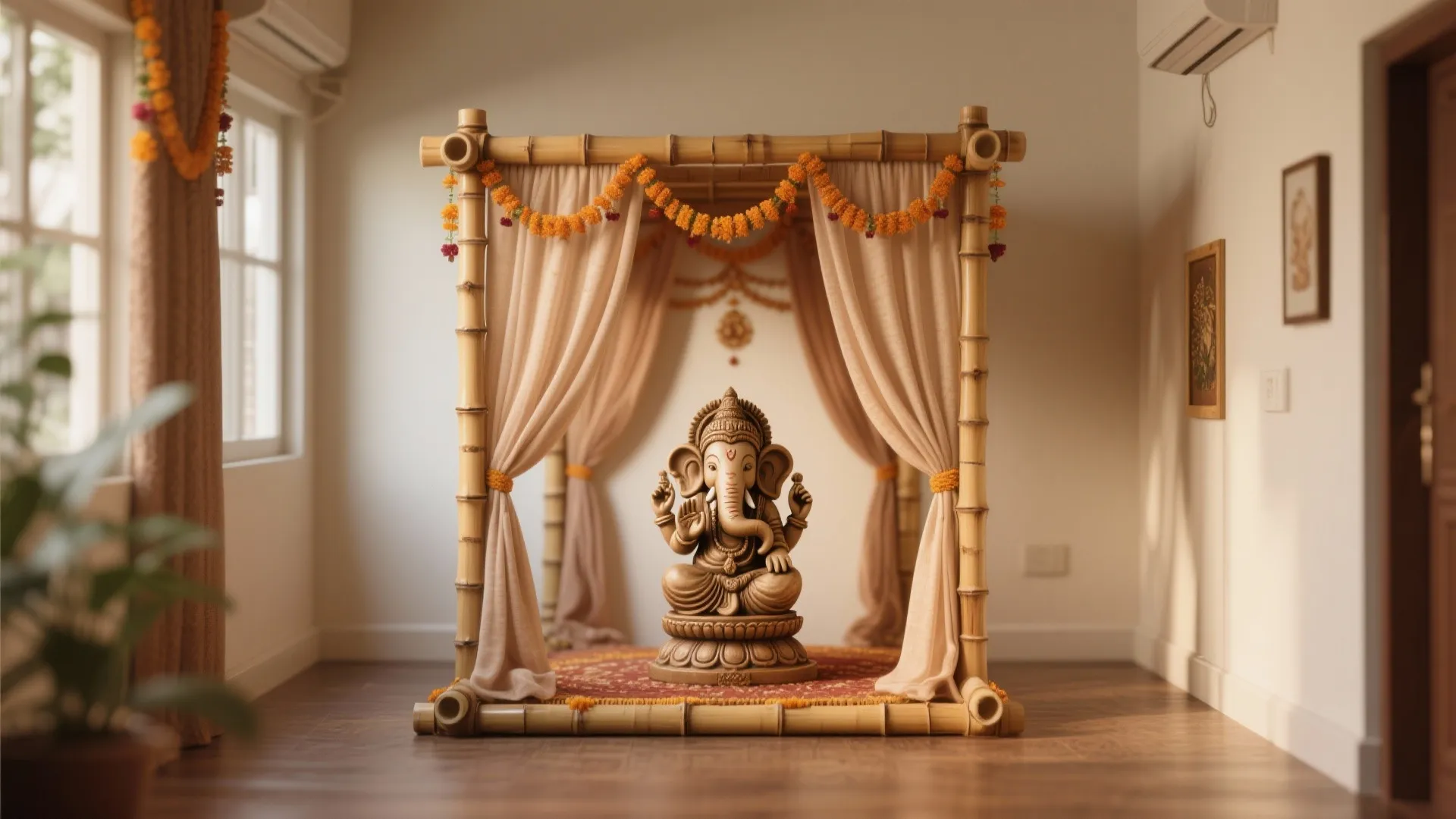 Compact Mandap with Bamboo Frame