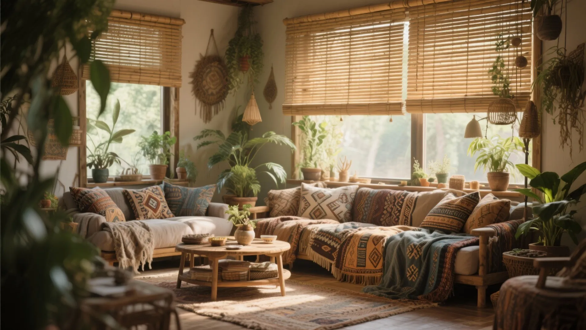 5. Bamboo Roll-Up Shades