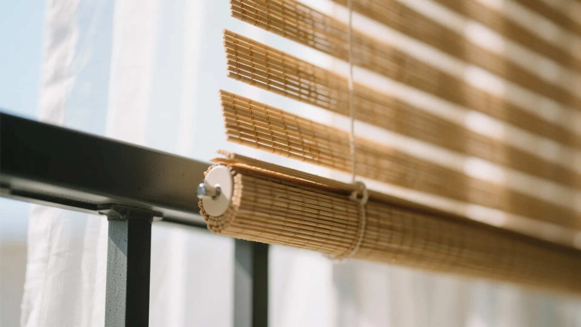 Bamboo Roller Shades With Light-Diffusing Sheers