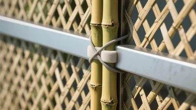 Bamboo Fence Design with Metal Railing – Natural Meets Modern