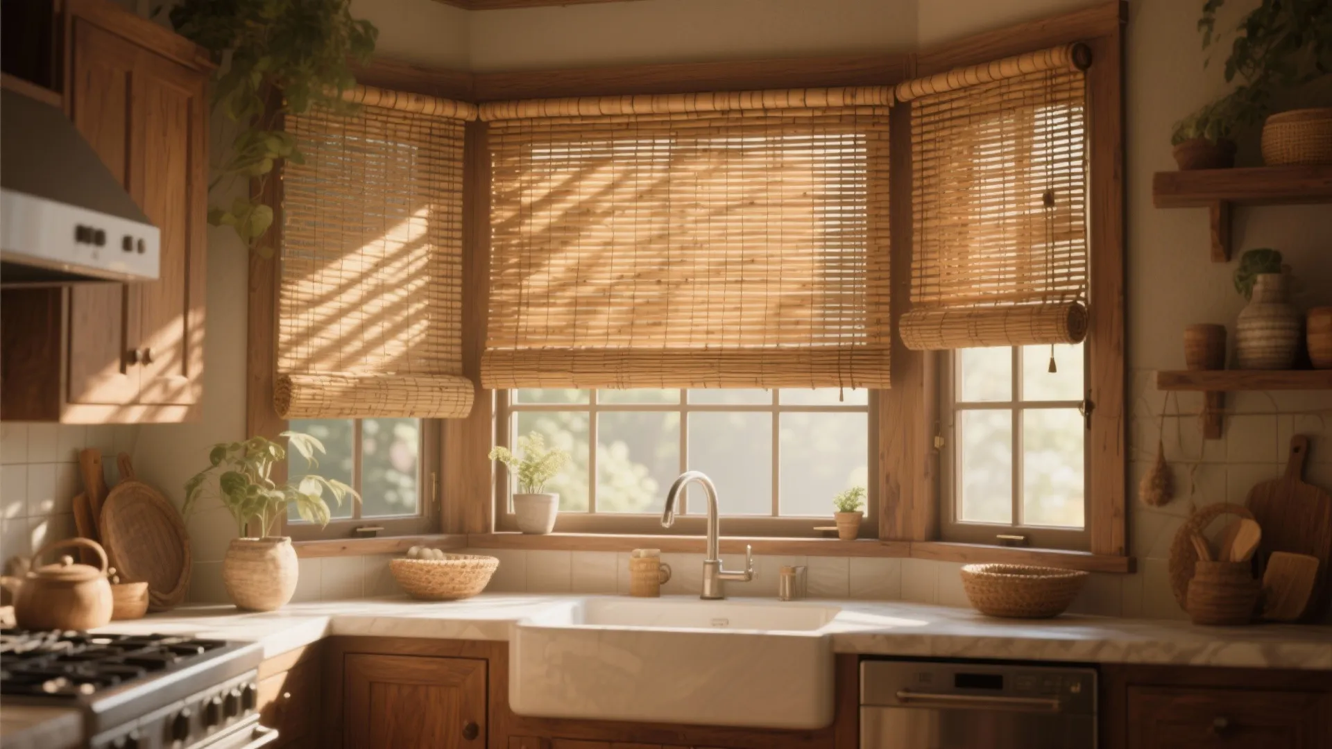 4. Bamboo or Woven Wood Shades