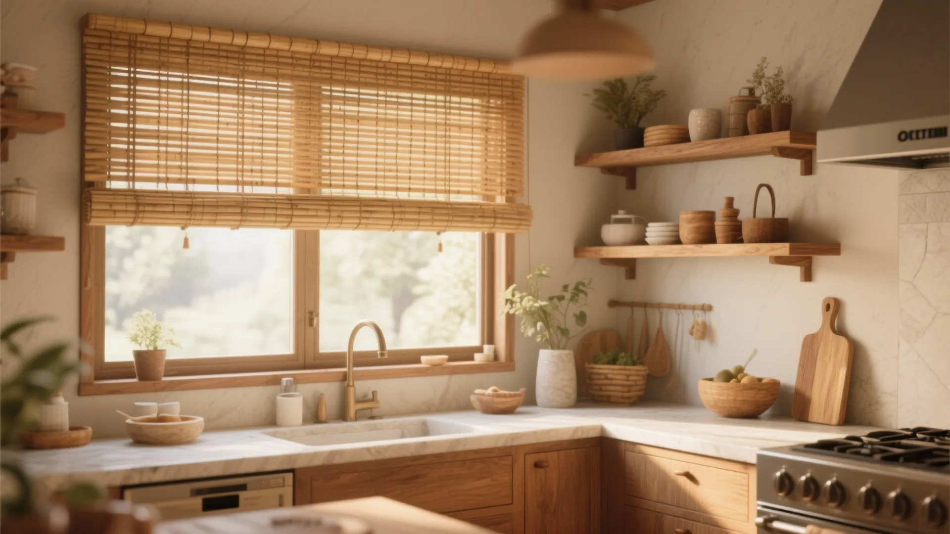 3. Bamboo or Woven Wood Shades