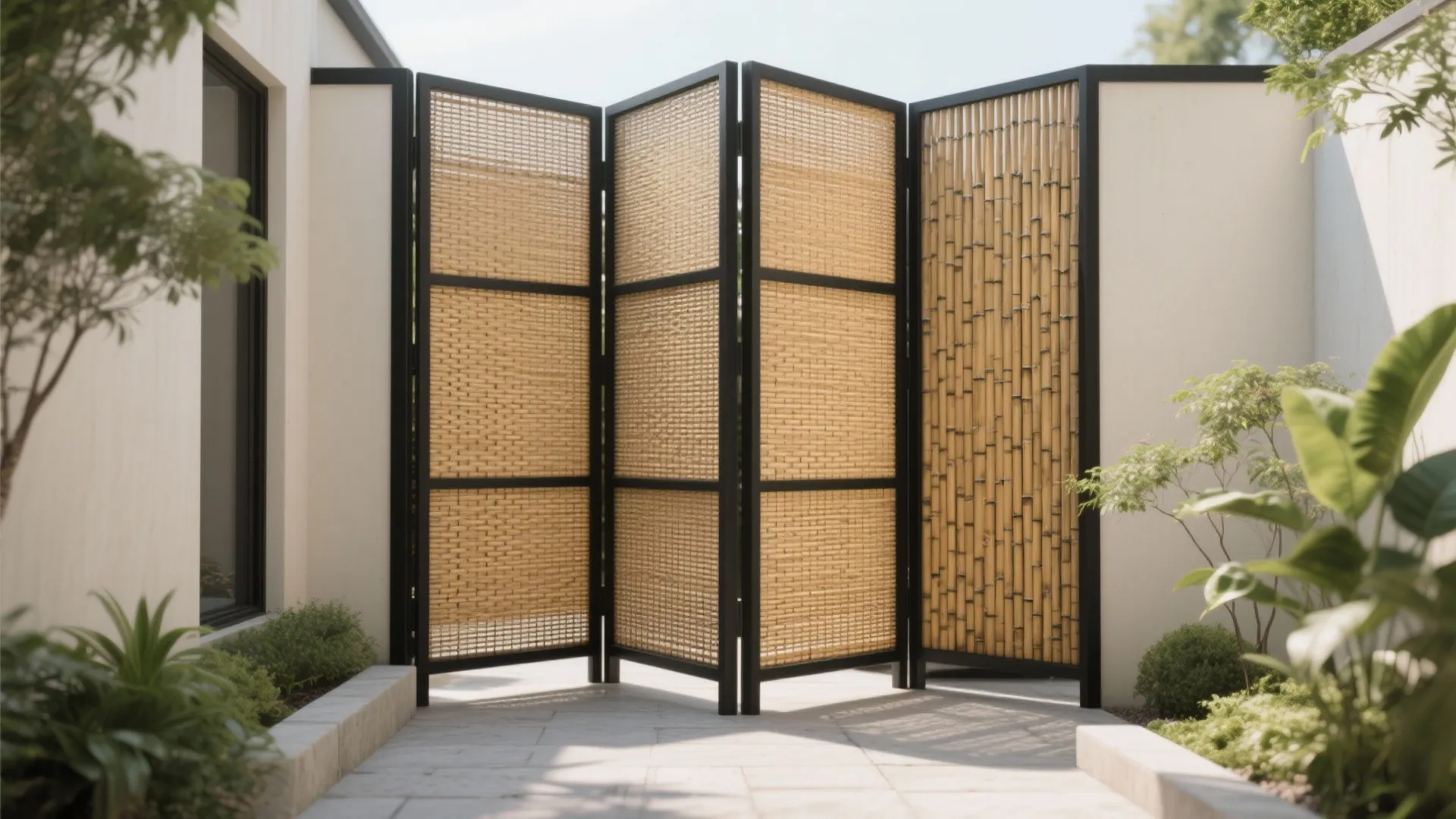Woven Bamboo Panels with Metal Frames