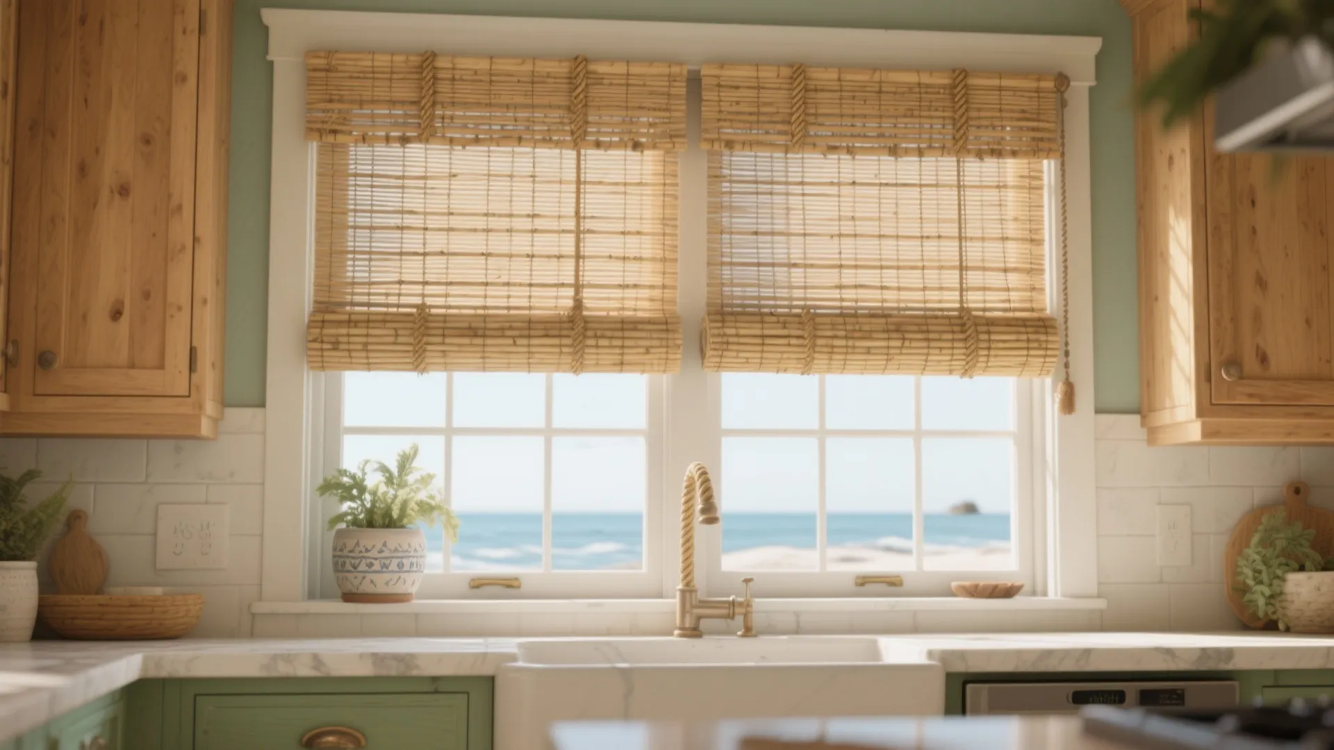 3. Bamboo or Woven Roll-Up Awning