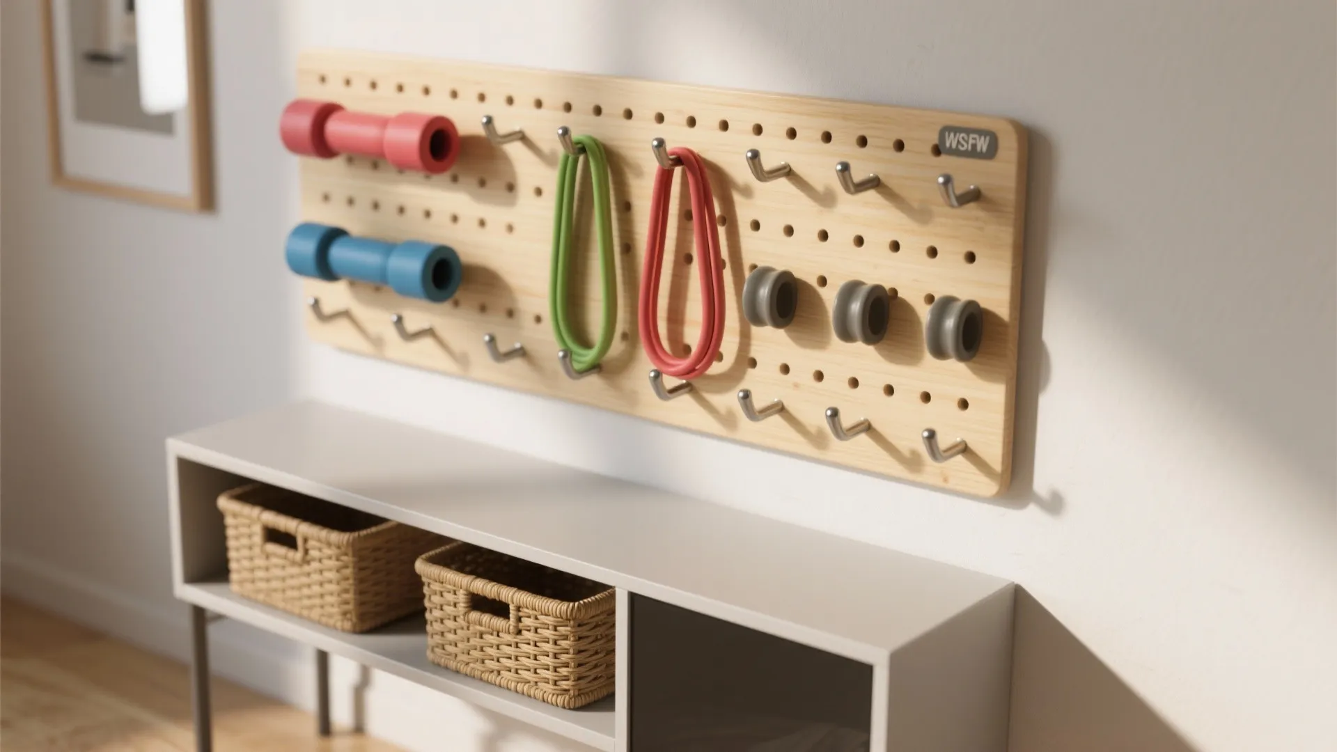 4. Resistance Bands + Pegboard Storage