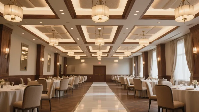Elegant Banquet Hall Design with Warm Lighting