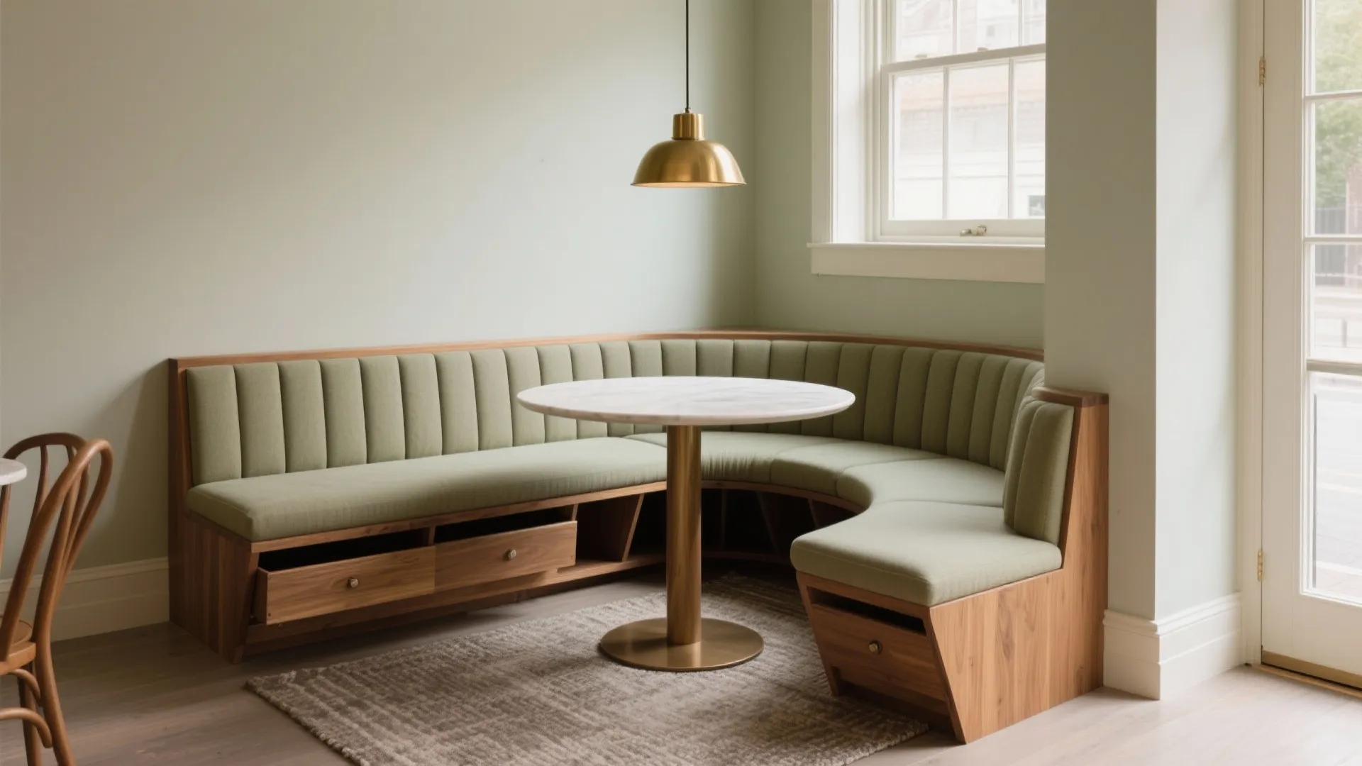 Idea 1: Build a corner banquette with a round table