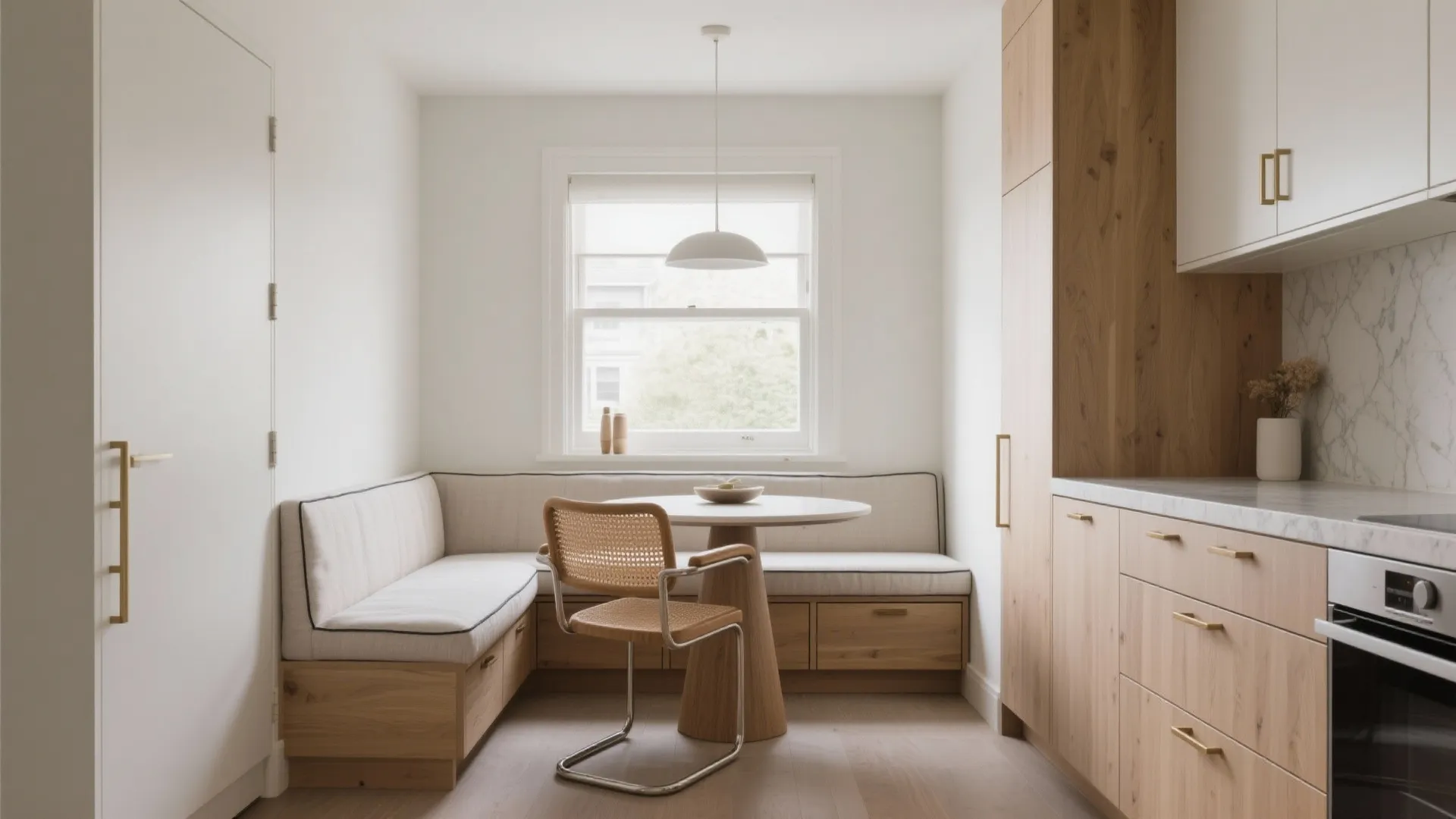 Minimalist Storage with a Banquette Nook