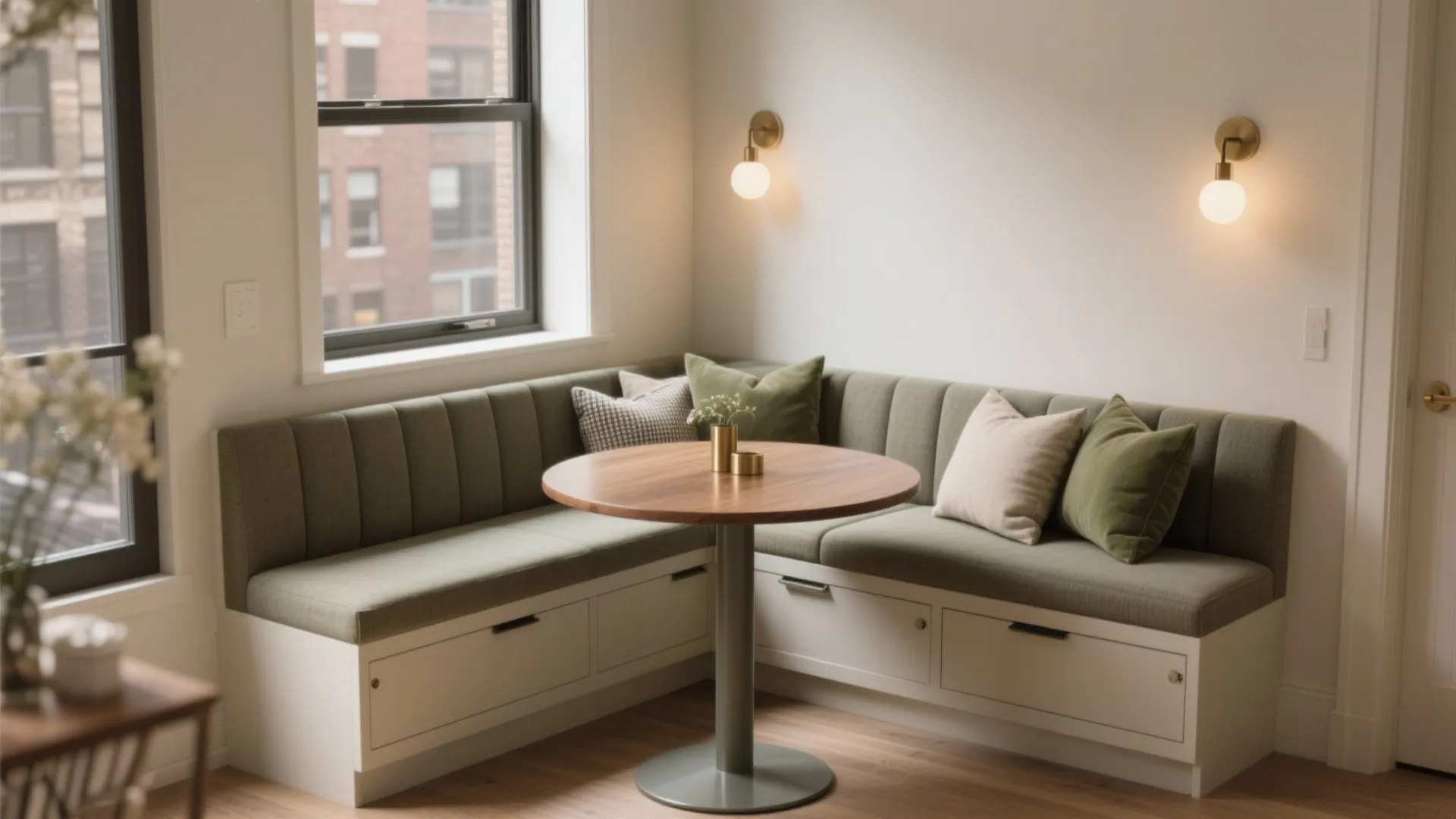 Built-in banquette + flexible seating (space-smart dining)