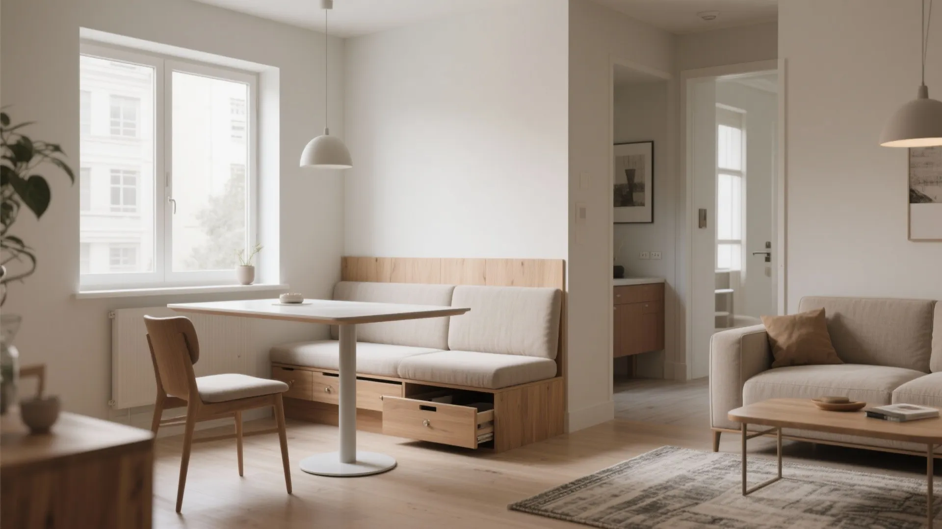 Banquette Dining Against the Wall