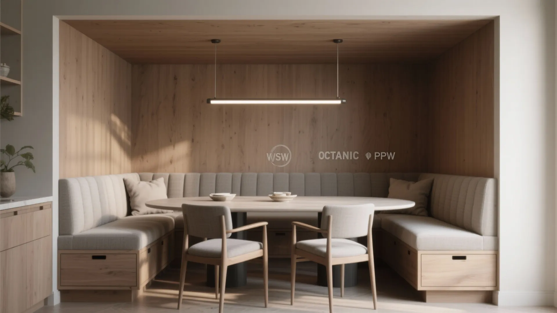 3. Built-in banquette to define the line