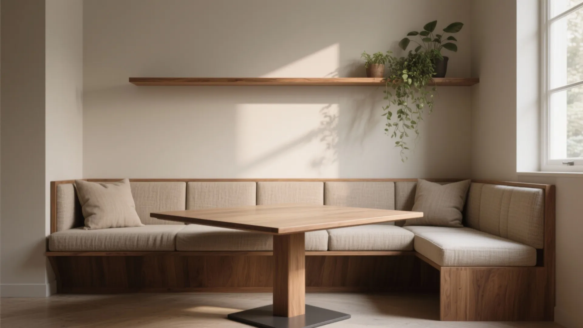 1. Banquette seating to hug one side