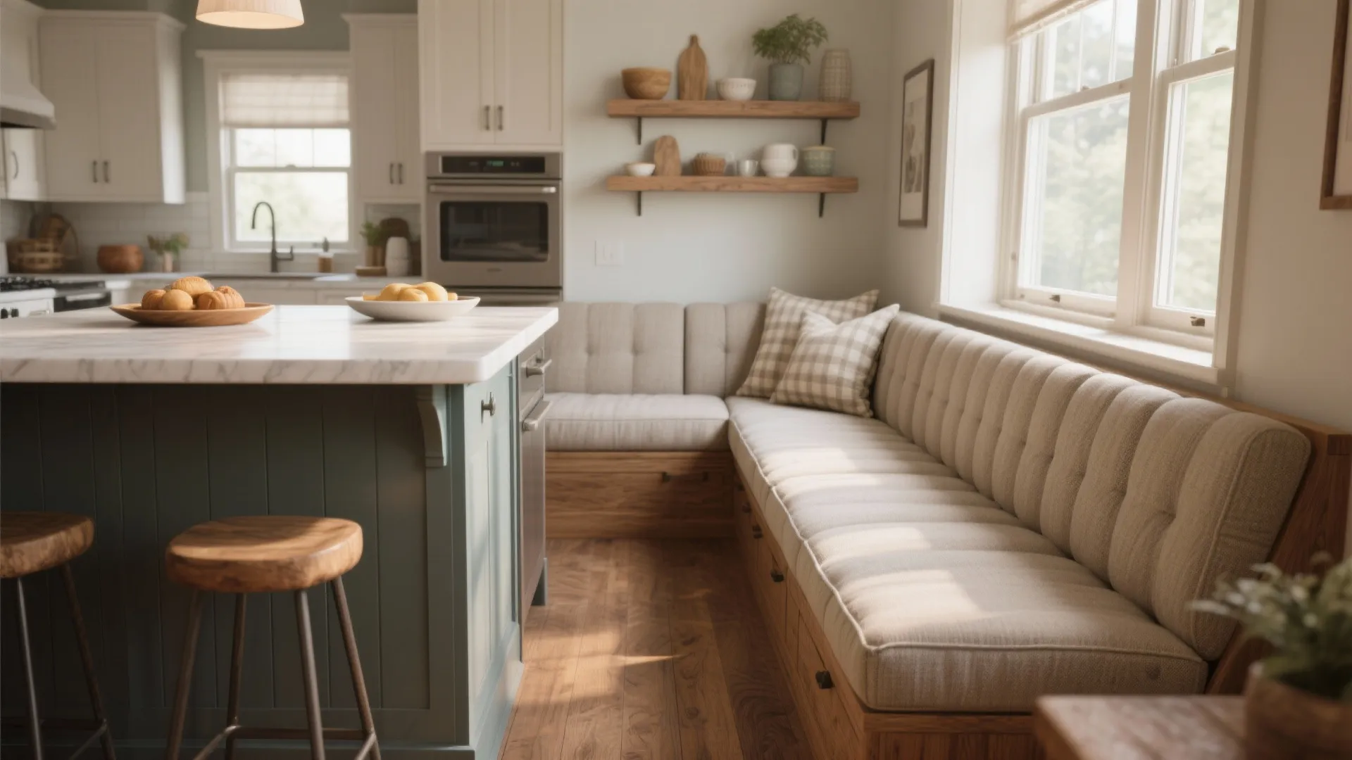 4. Banquette-Style Island Bench