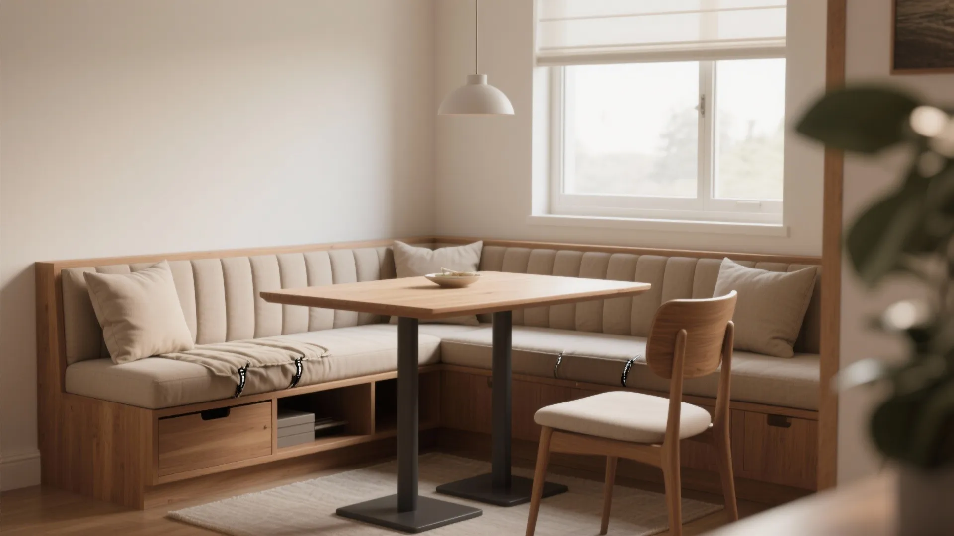 4. Bench seating or banquette — maximize linear space