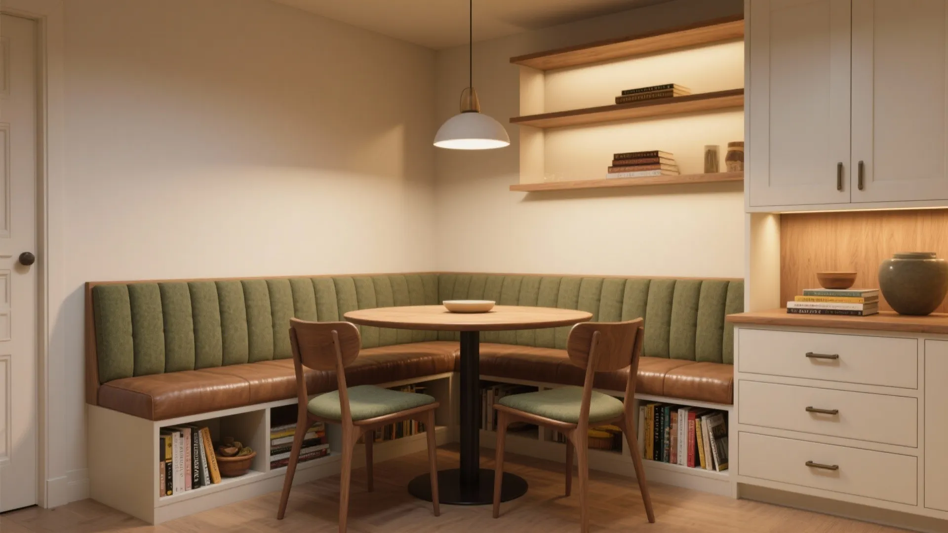 Banquette Seating + Books Under the Bench