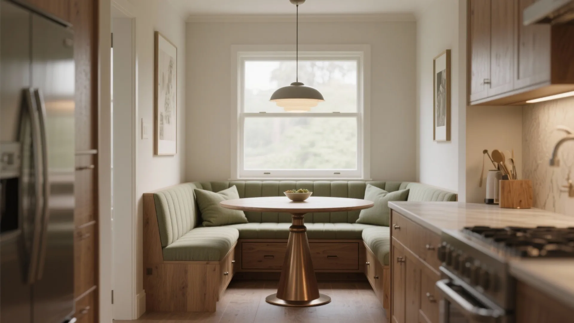 Built-In Banquette Seating to Save Circulation