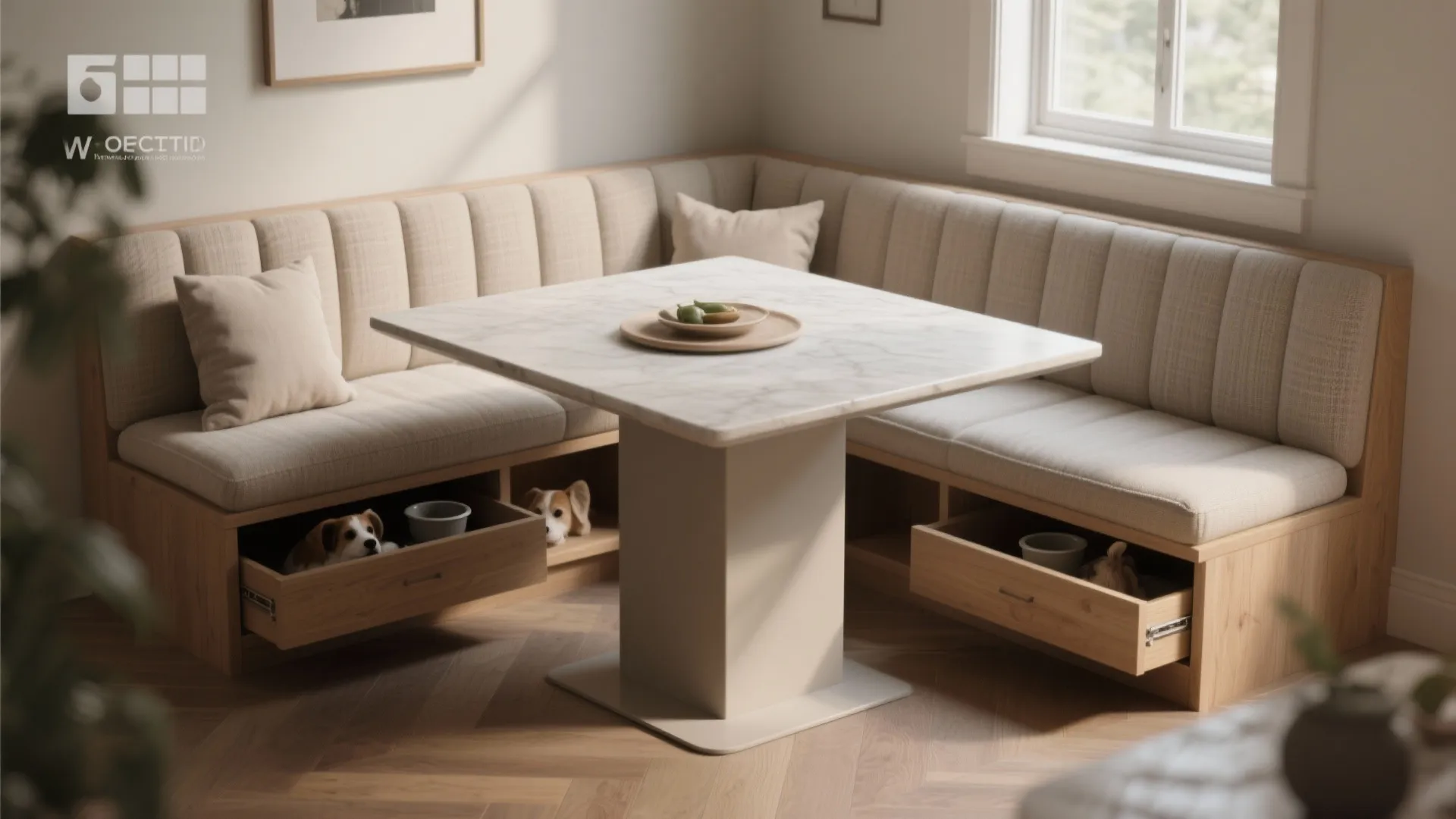 1. Banquette seating to hug the corner