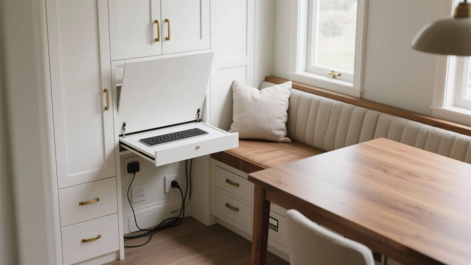 Built-in Banquette Desk with Hidden Storage