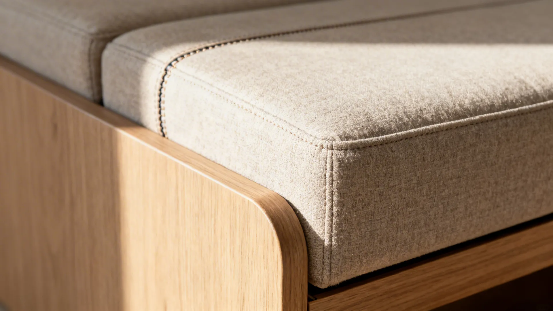 Integrated banquette at the counter end