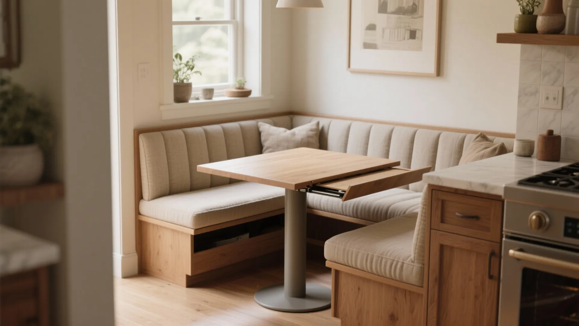 4. Banquette with fold-out table