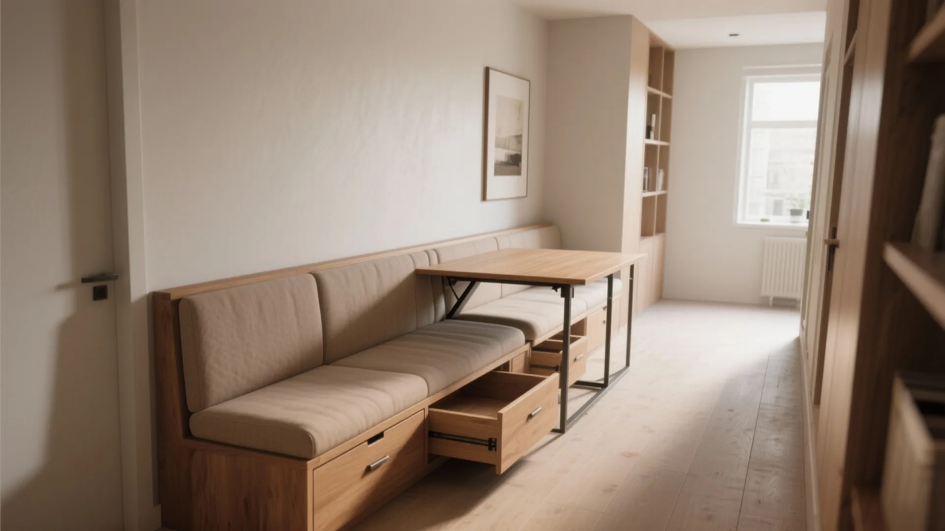 3. Built-in banquette with fold-out table