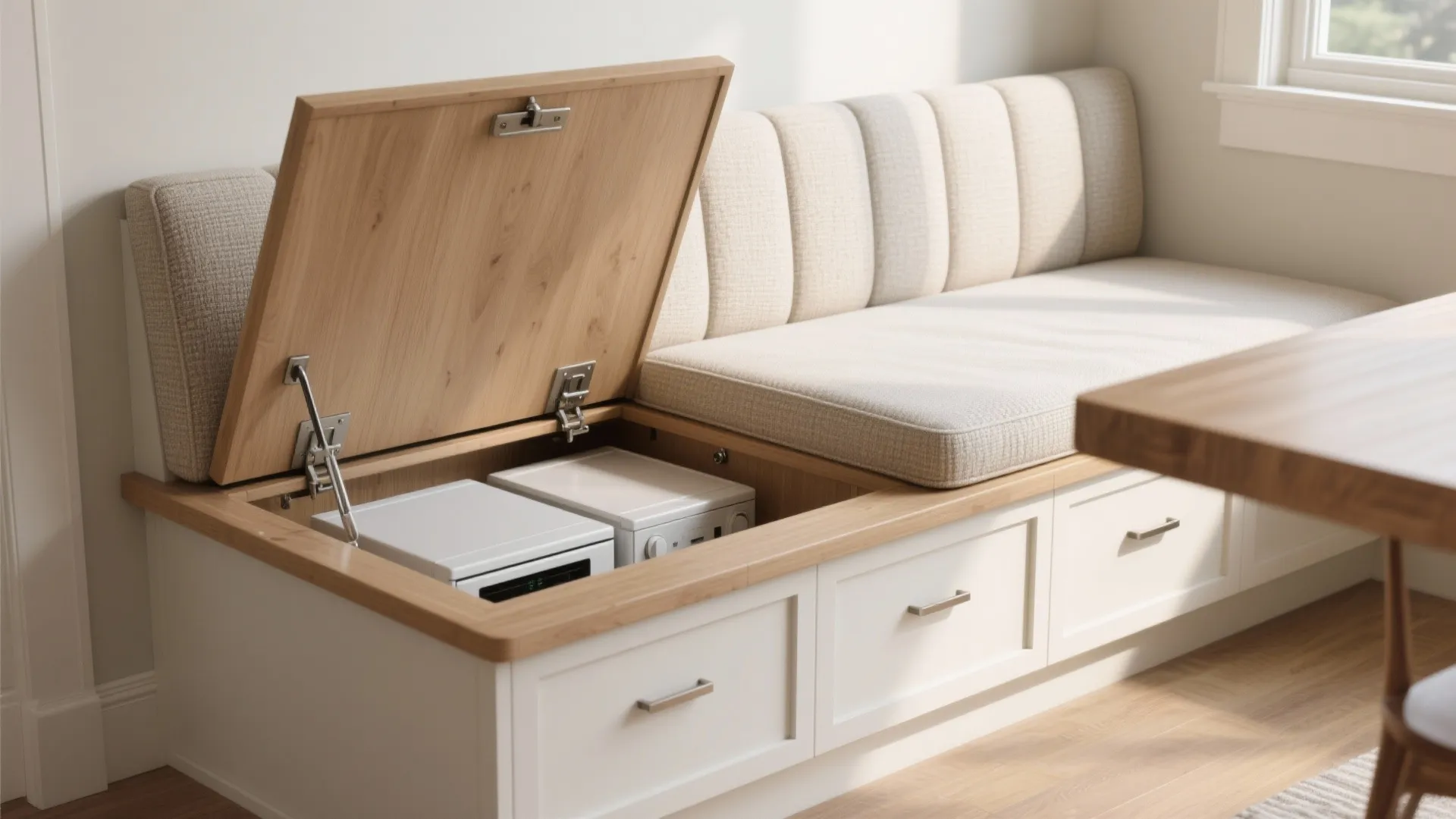 1. Built-in banquette with hidden storage