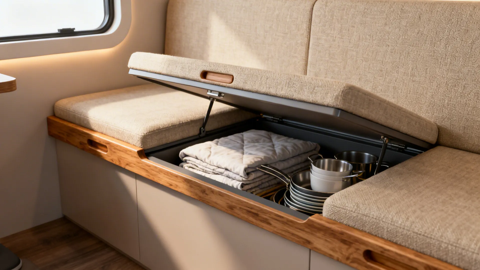 1. Built-in banquette with hidden storage