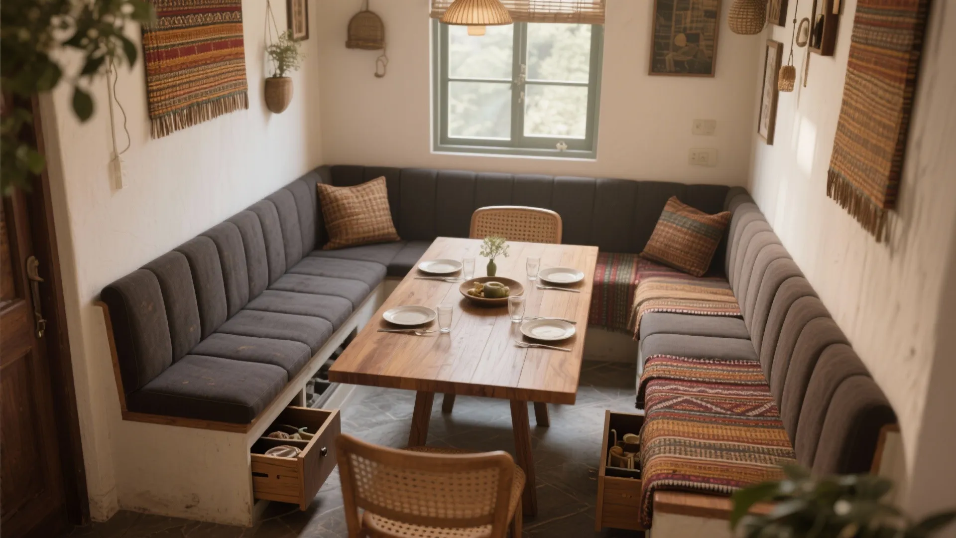 Space-Savvy Banquette Seating with Storage