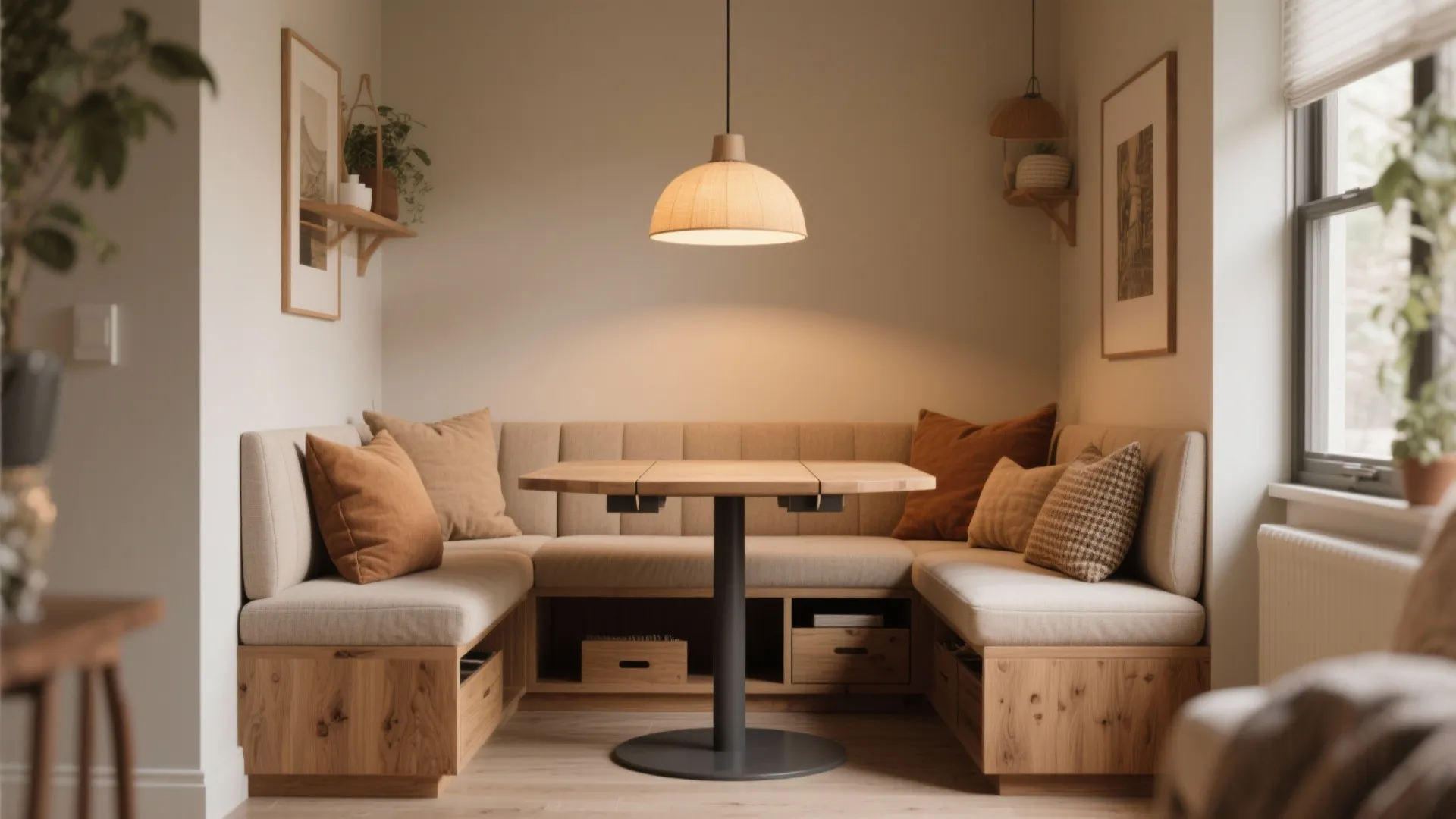 4. Banquette + Drop Leaf: Cozy and Communal