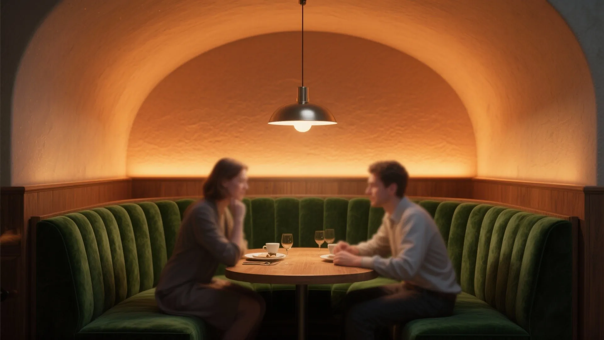 5. Low-hung, intimate lighting for banquettes