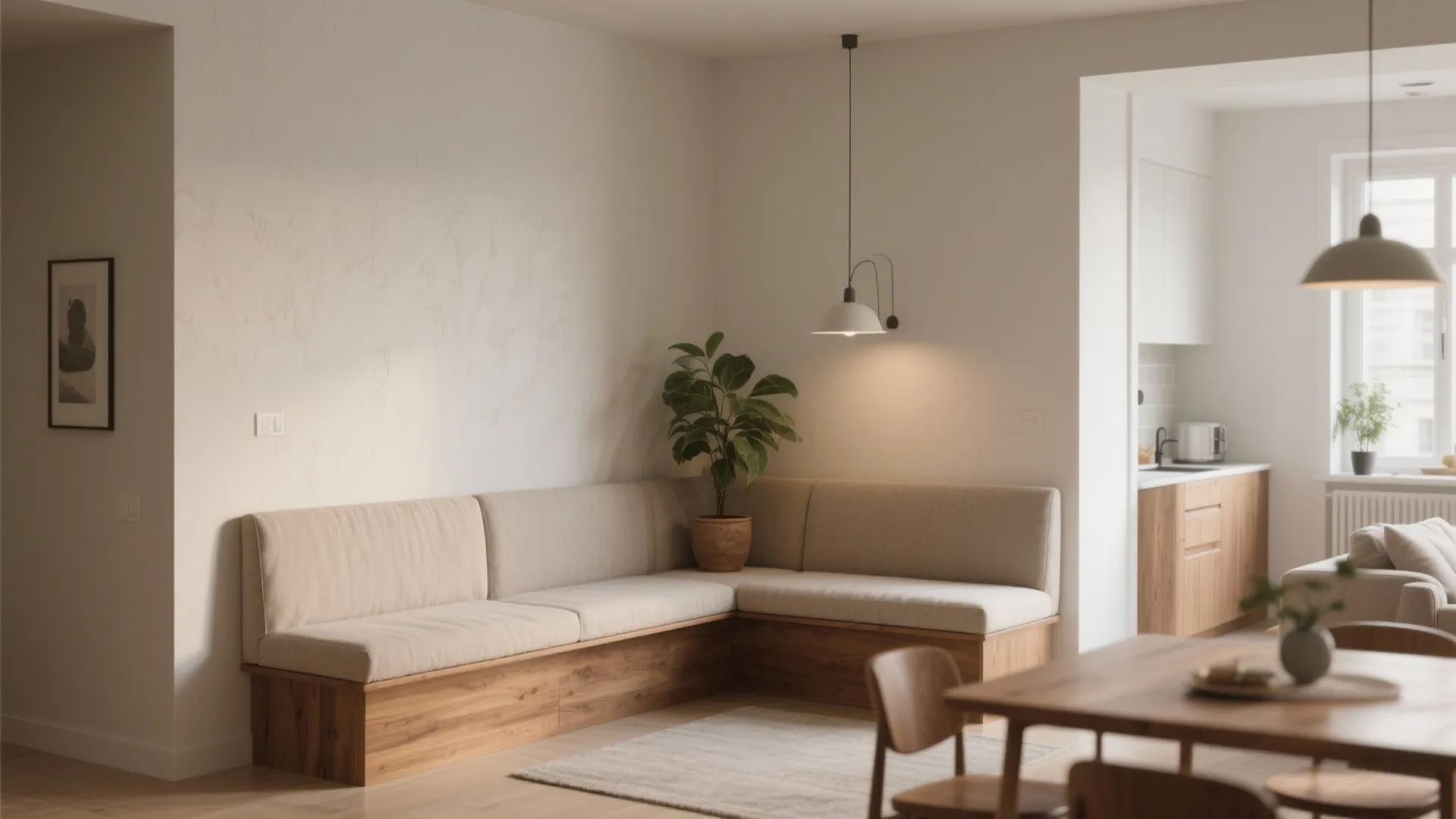1. Back-to-back banquette with a low sofa