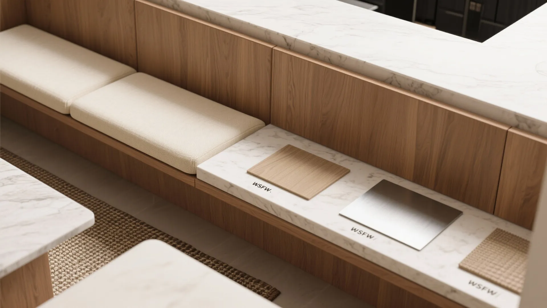 Dual-duty dining: bench, bay, and bar