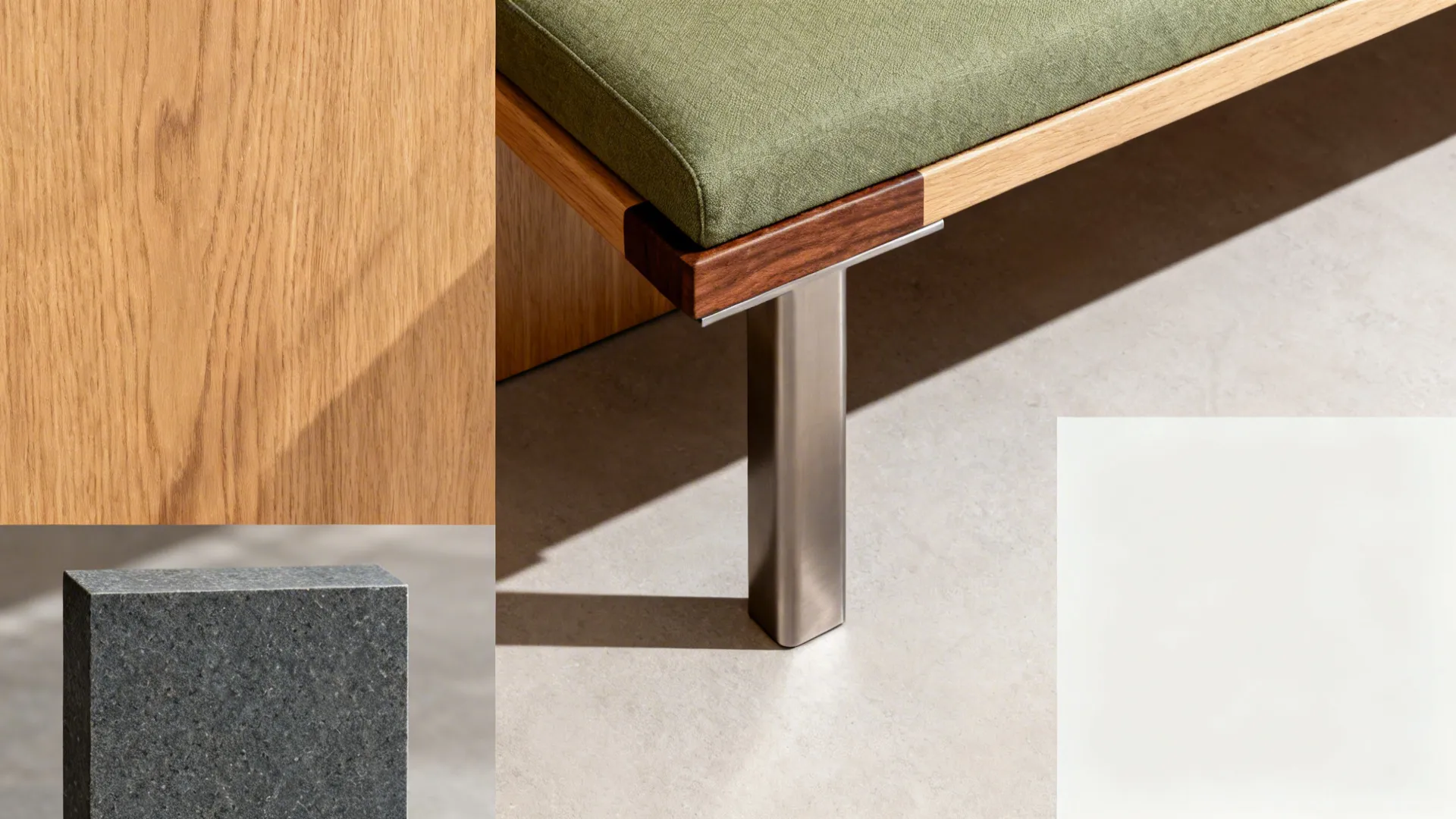 4) Banquette seating with a narrow, rectangular top