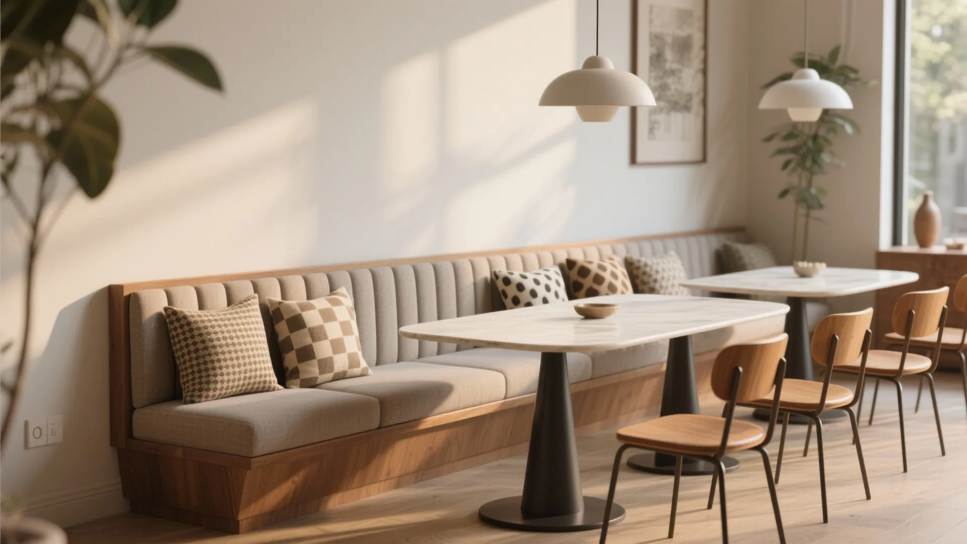 3. Banquette with mixed seating for flexibility